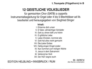 12 Geistliche Volkslieder Instrumentalstimmen